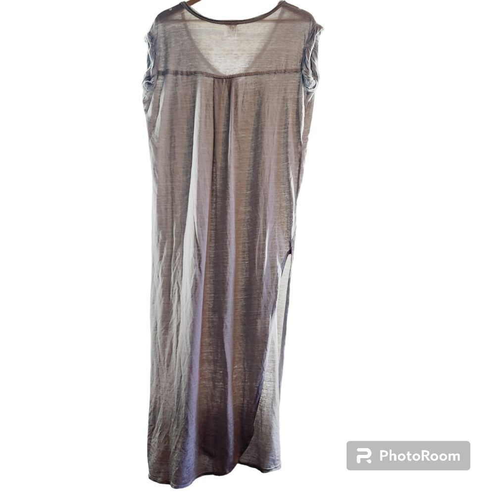 Free People Keep Me Tee Dress Burnout Slit Gray XS - Picture 5 of 6